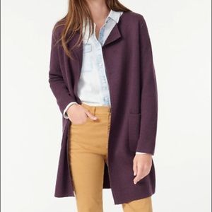 J. Crew Juliette Collarless Sweater Blazer Heathered Aubergine Purple XXL